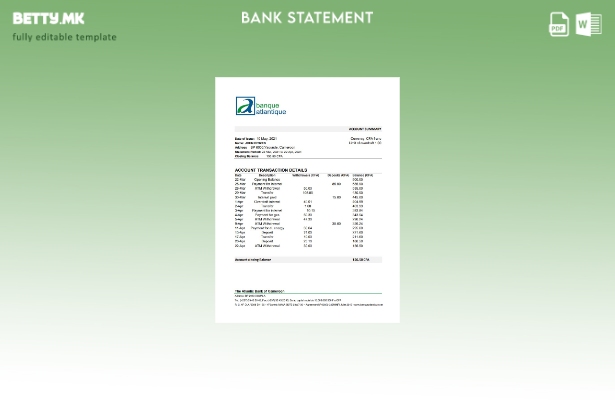 Модерен стил Камерун Атлантик банка ексел шаблон